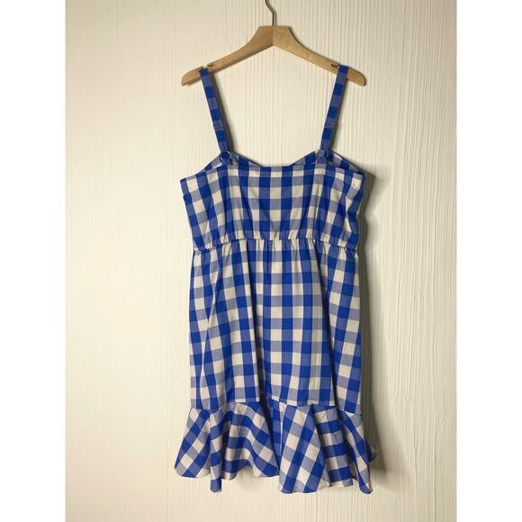 LIKELY "Minka" Blue and White Gingham Plaid Ruffle Hem Mini Dress US 14 - Picture 4 of 11